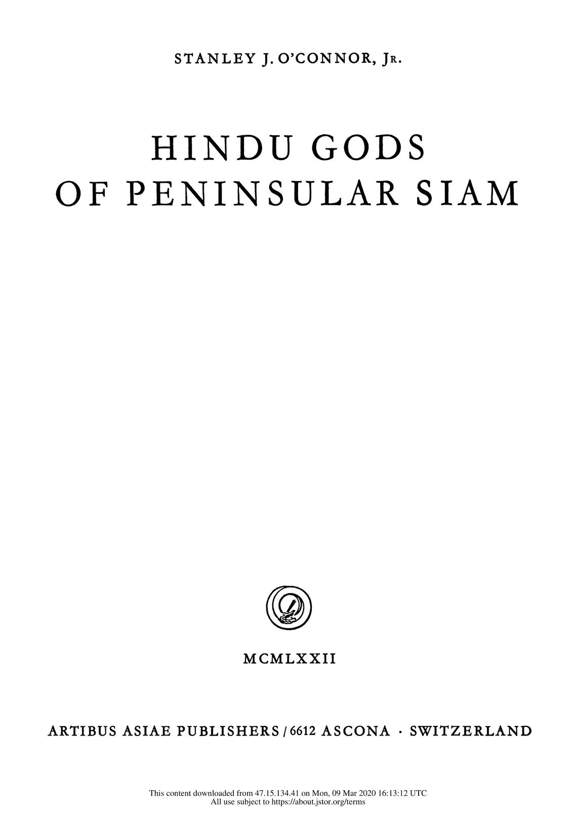 Hindu Gods Of Peninsular Siam : Free Download, Borrow, and 